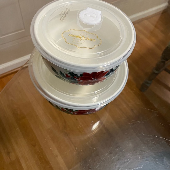 GRACE PANTRY Flower Floral Butterfly Ceramic Storage Bowl w LID & DIAL VENT 5”6” - Picture 2 of 8